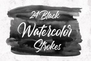 24 Black Watercolor Strokes, Black Water