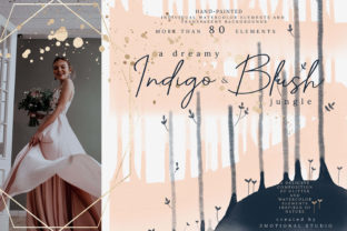 A Dreamy Indigo and Blush Jungle: A Graphic Design Asset for Local Business Branding