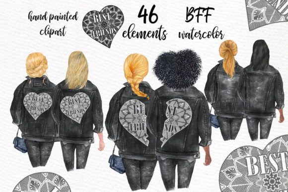 Best Friends Clipart Black Jackets: A Versatile Illustration for Handmade Projects
