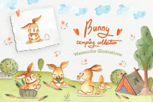 Bunny Camping Collection: A Playful Graphic Design Asset for Creative Content