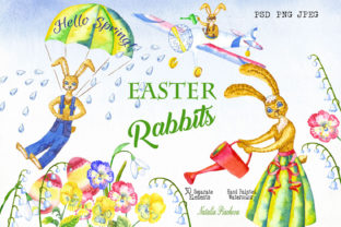 Easter Rabbits Spring Clipart for Local Business Branding