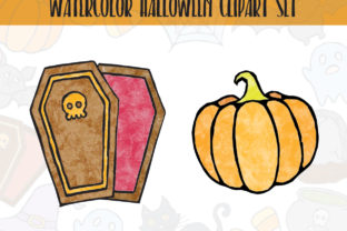 Funny Watercolor Halloween Clipart Set for Crafts