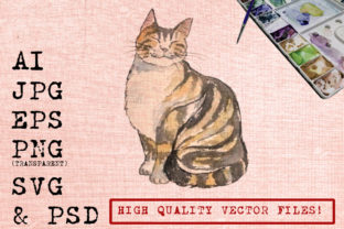Orange Black Cat Illustration for Creative Projects