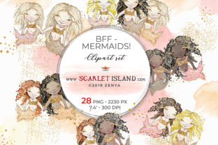 Pastel Glitter Mermaids: A Vibrant Illustration Asset for Creative Projects