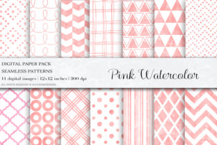 Pink Watercolor Digital Papers, Patterns