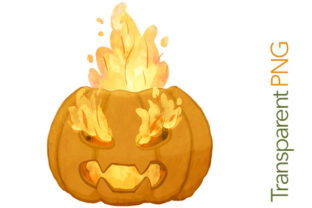 Scary Pumpkin on Fire Halloween Clipart: A Bold Illustration for Seasonal Branding