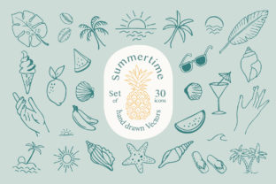 Summer Vacation Hand Drawn Vector Icons for Marketing & Branding
