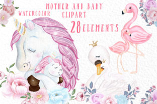 Unicorn Mother and Baby Clipart: A Versatile Illustration for Creative Projects