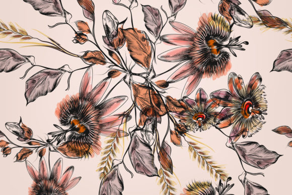 Vector Flower Pattern Watercolor Style