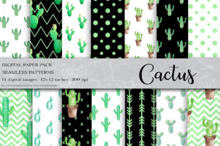Watercolor Cactus Digital Papers and Patterns