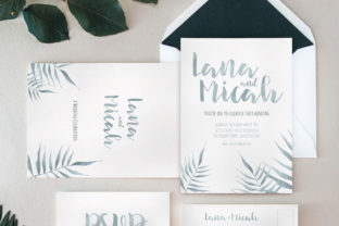 Watercolor Foliage Wedding Invitation Suite for Print Templates