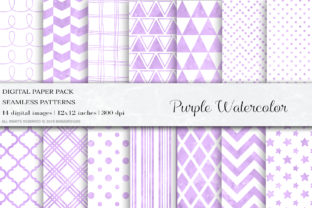 Watercolor Purple Digital Paper and Patterns